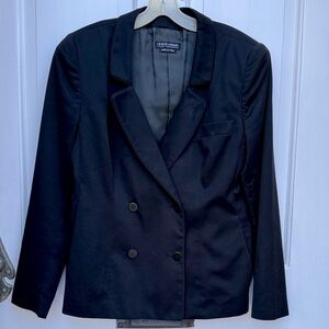 GIORGIO ARMANI BLACK COTTON DOUBLE BREASTED LINED BLAZER JACKET SIZE EU48 US12